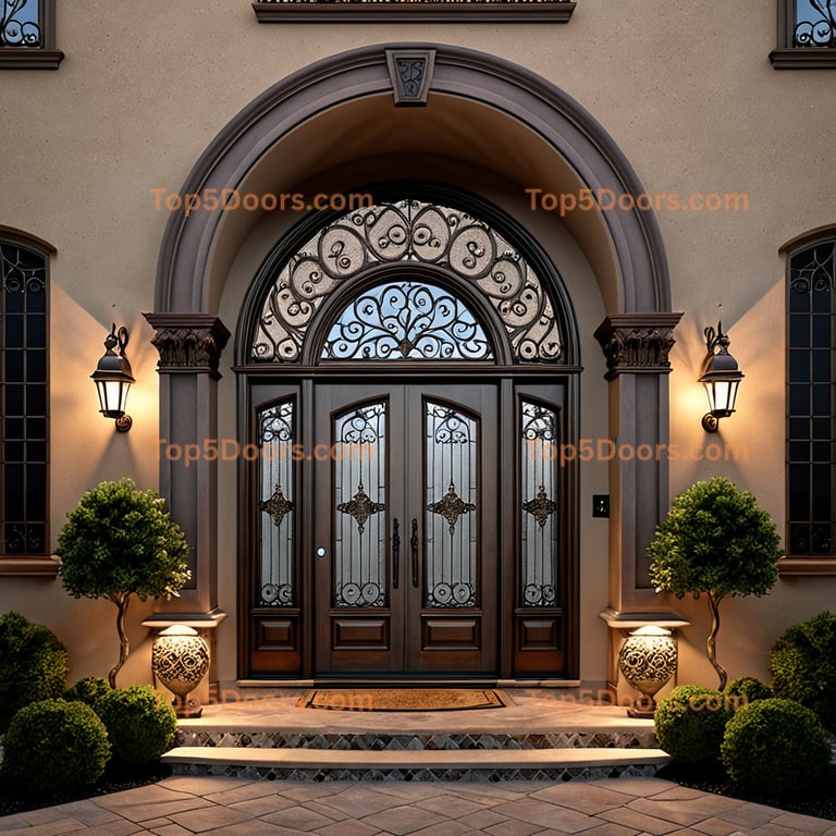 Pennsylvania wrought iron arched single georgian Door