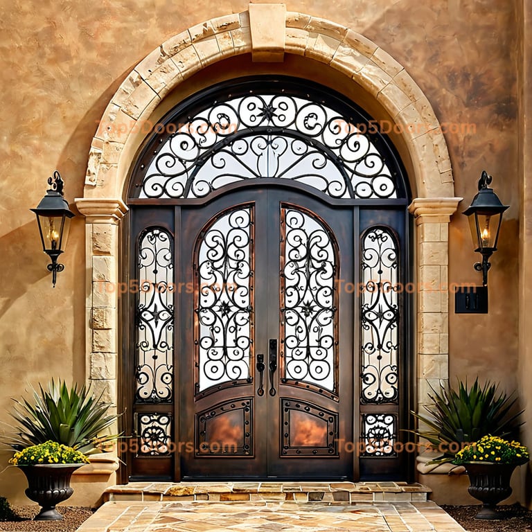 Pennsylvania wrought iron solid panel southwestern Door