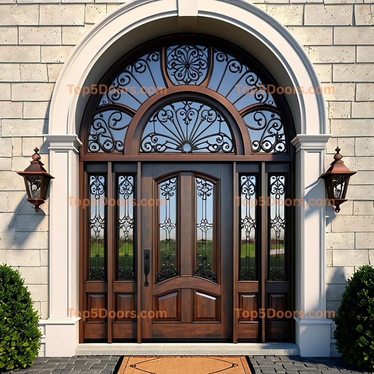 Pennsylvania wrought iron solid panel coastal Door