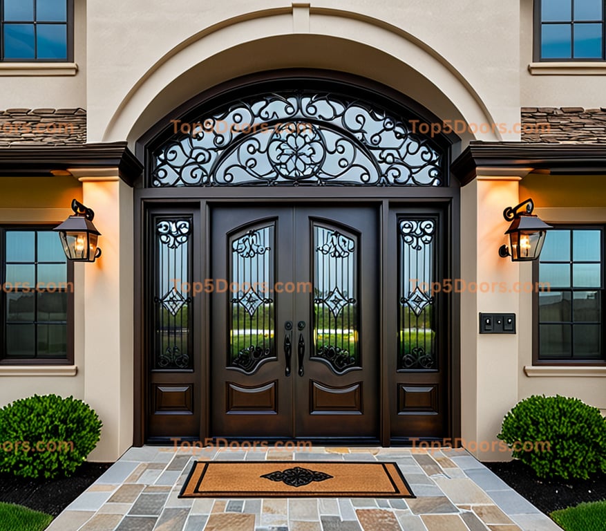 Pennsylvania wrought iron solid panel coastal Door