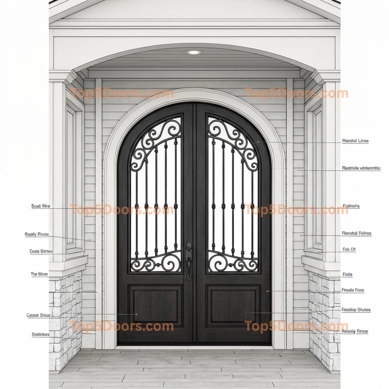 Rhode Island wrought iron arched double coastal Door