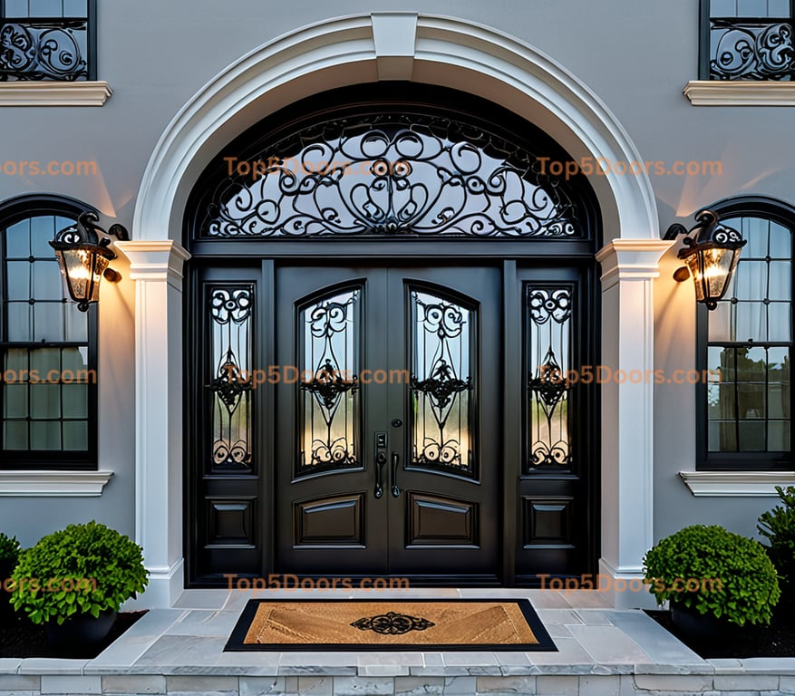 Rhode Island wrought iron double georgian Door