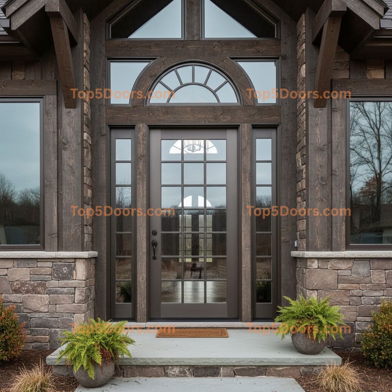 Rhode Island wrought iron glass paneled mountain lodge 