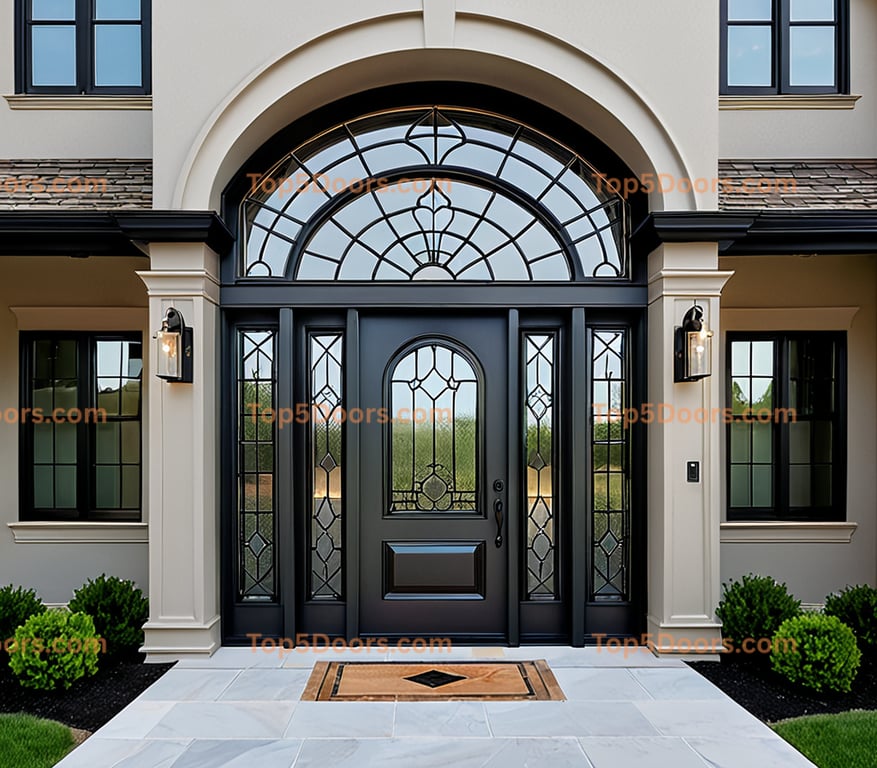 Rhode Island wrought iron glass paneled victorian Door