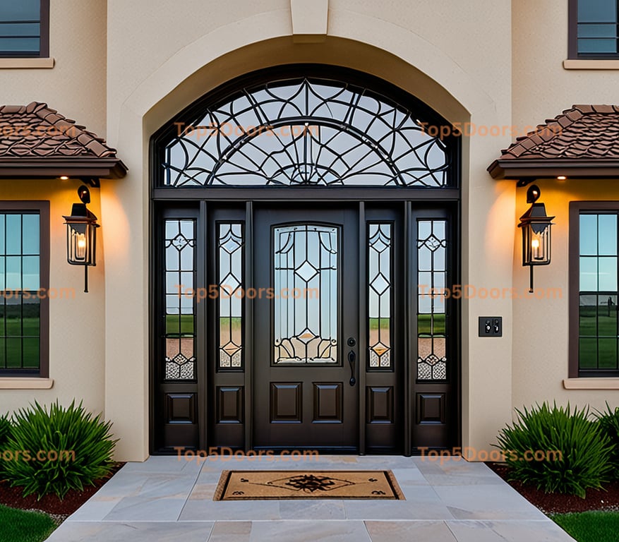 South Dakota wrought iron glass paneled coastal Door