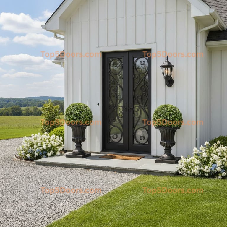 Southwestern Steel Entry Door with Custom Grillwork