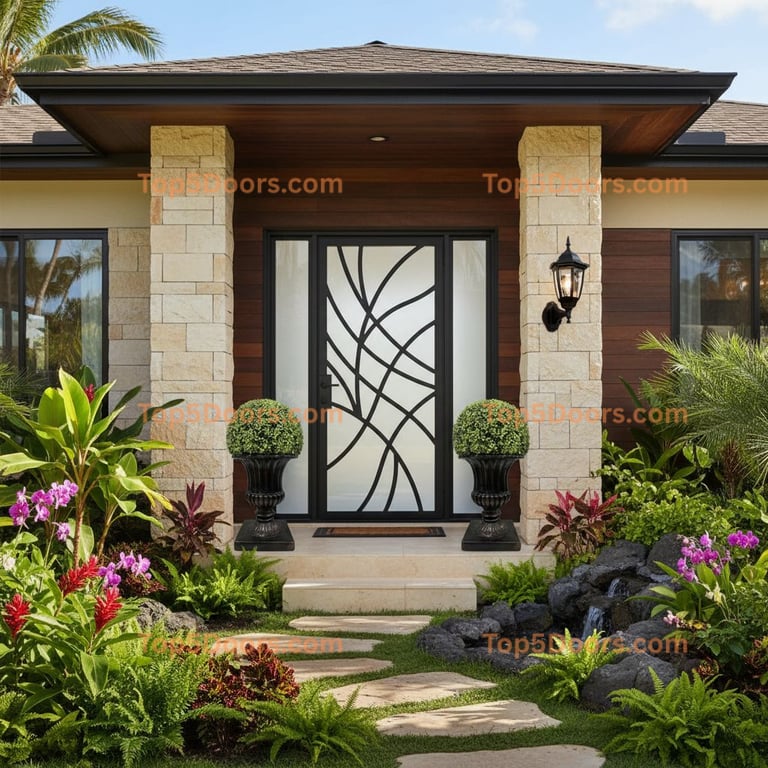 Southwestern Wrought Iron Door with Forged Hardware