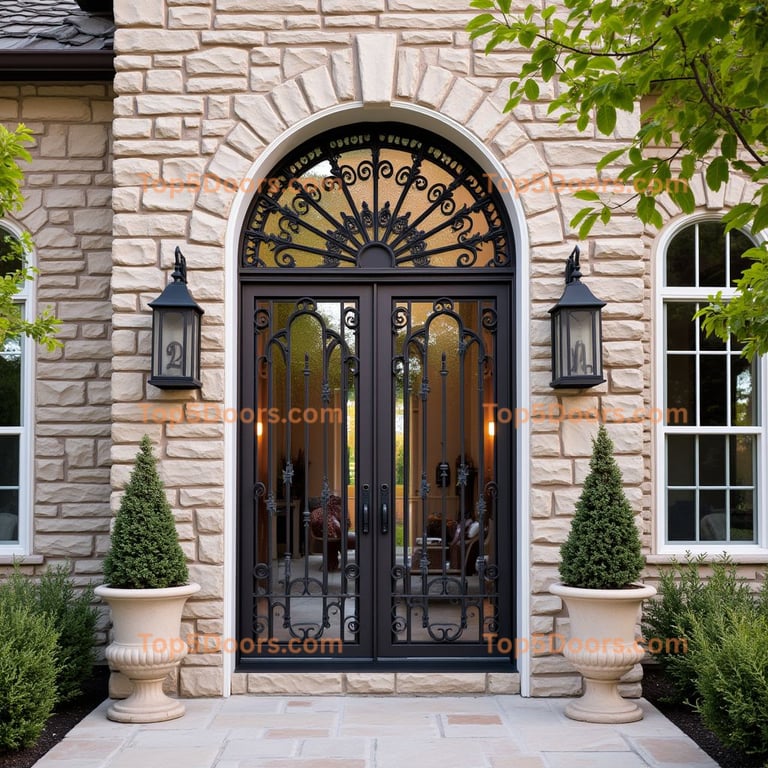 Stylized Sunburst Double Door