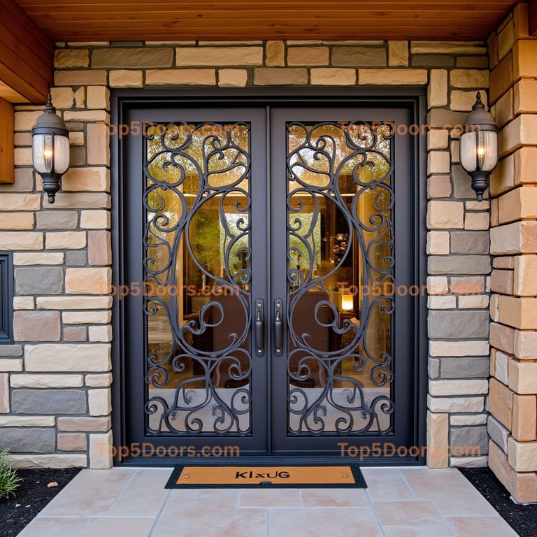 Stylized Tree Branch Double Front Door