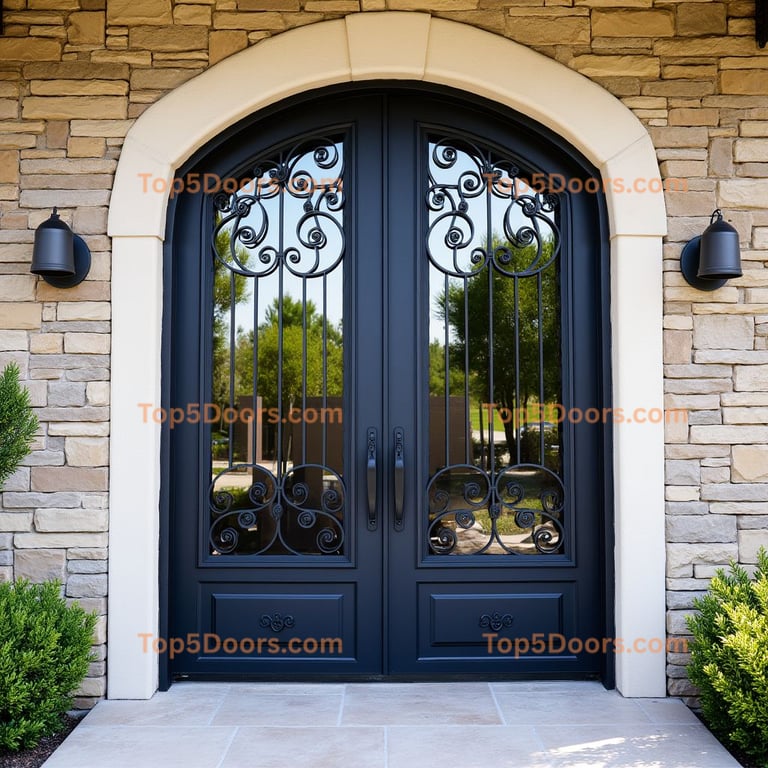 Swirling Glass Arched Entrance