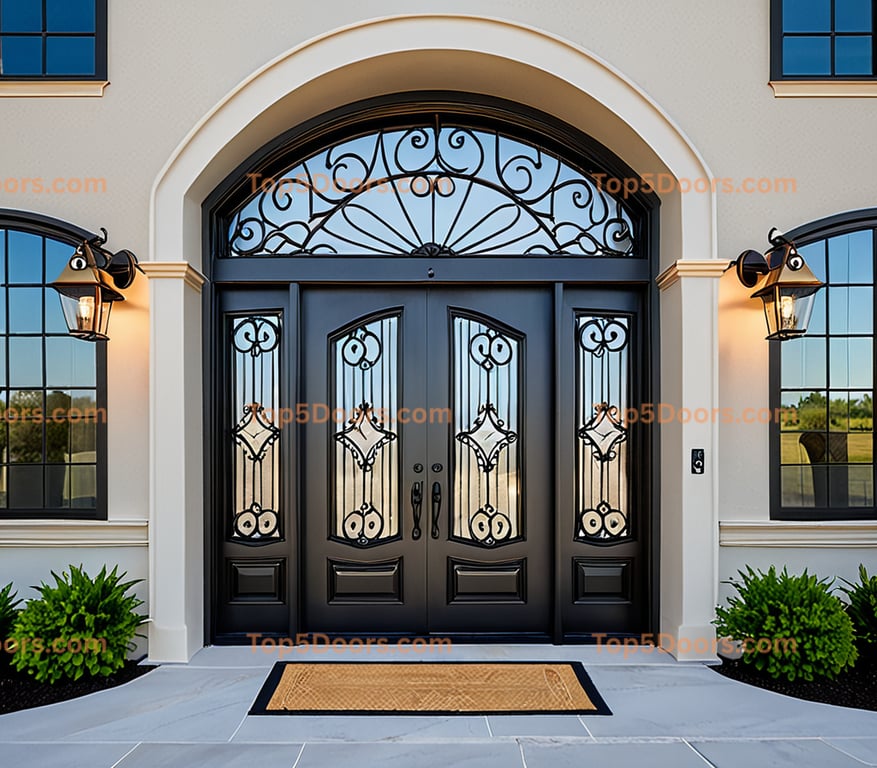 Tennessee wrought iron arched double scandinavian Door