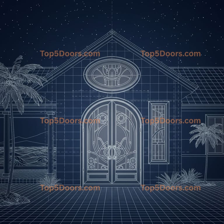 Tennessee wrought iron arched double coastal Door