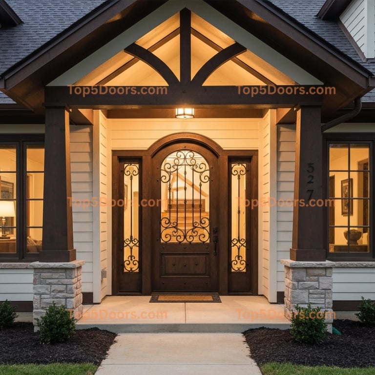 Tennessee wrought iron arched double craftsman Door