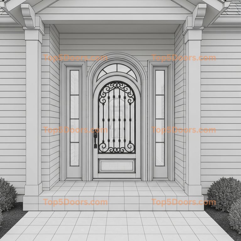 Tennessee wrought iron arched single japanese zen Door