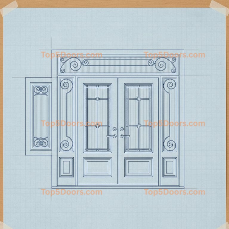 Tennessee wrought iron glass paneled coastal Door