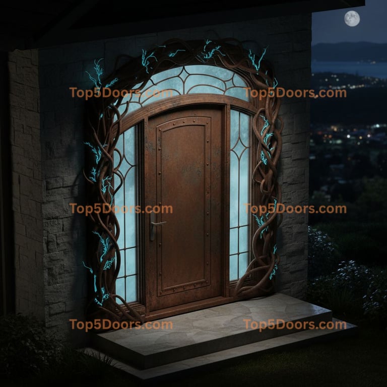 Tennessee wrought iron solid panel coastal Door