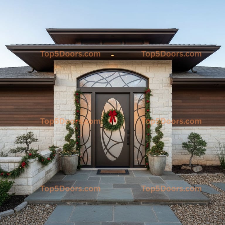 Texas arched single japanese zen Door