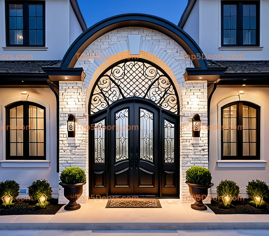 Texas wrought iron arched single french provincial Door