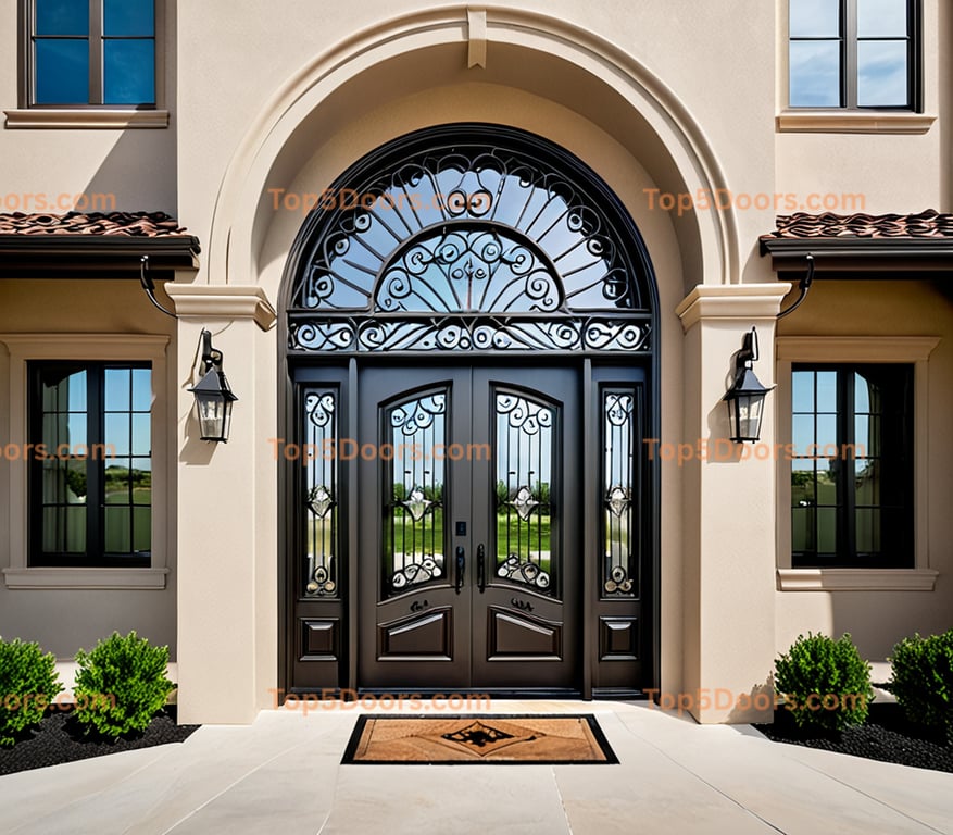 Texas wrought iron arched single minimalist Door