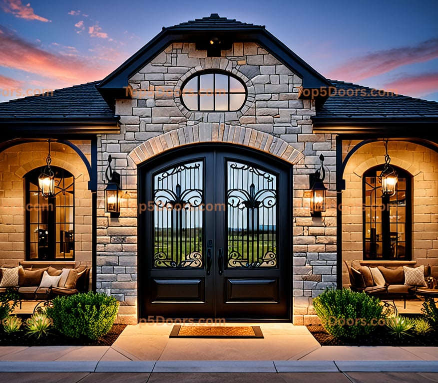 Texas wrought iron barn door french country Door