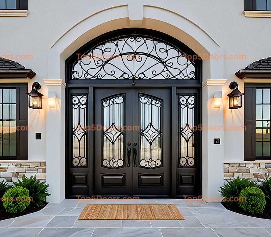 Texas wrought iron french door mediterranean Door