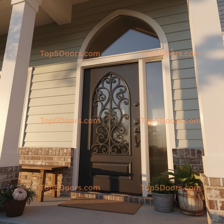 Texas wrought iron glass paneled traditional american D