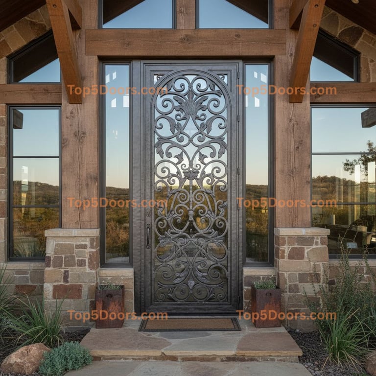 Texas wrought iron single mountain lodge Door