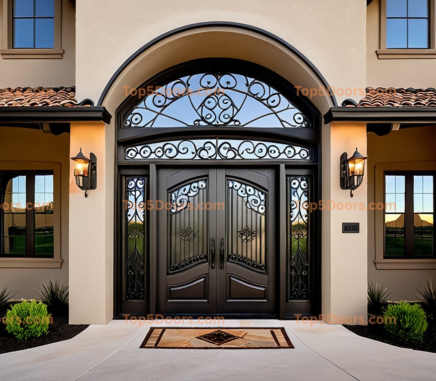 Texas wrought iron solid panel mountain lodge Door