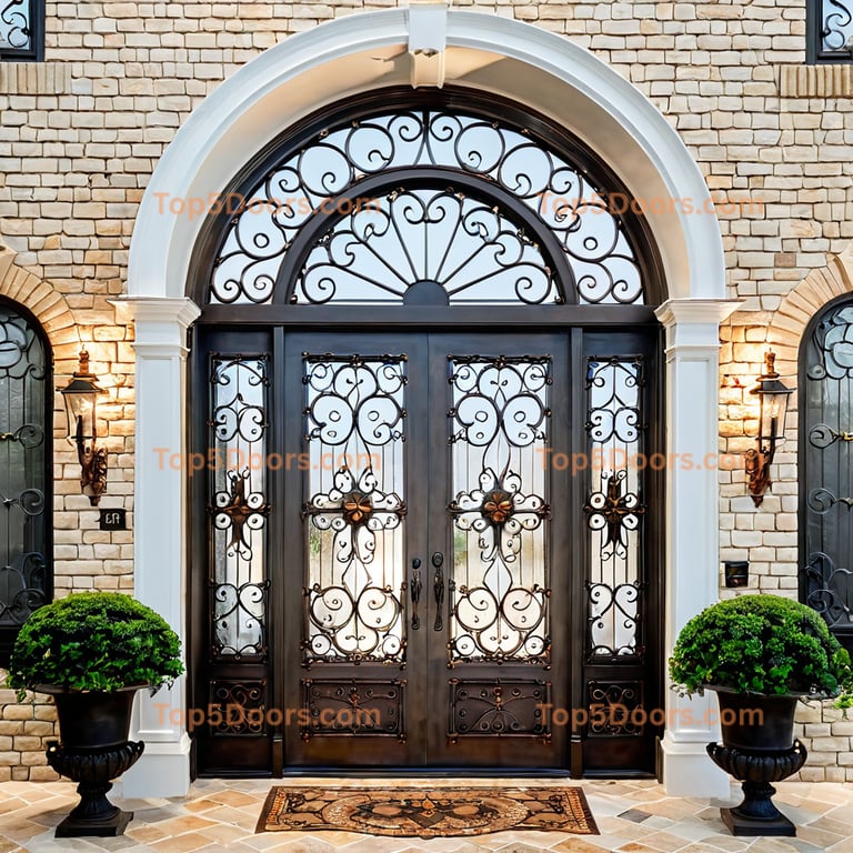 Texas wrought iron steel frame european classic Door