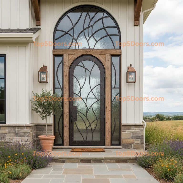 Traditional Wrought Iron Door with Transom