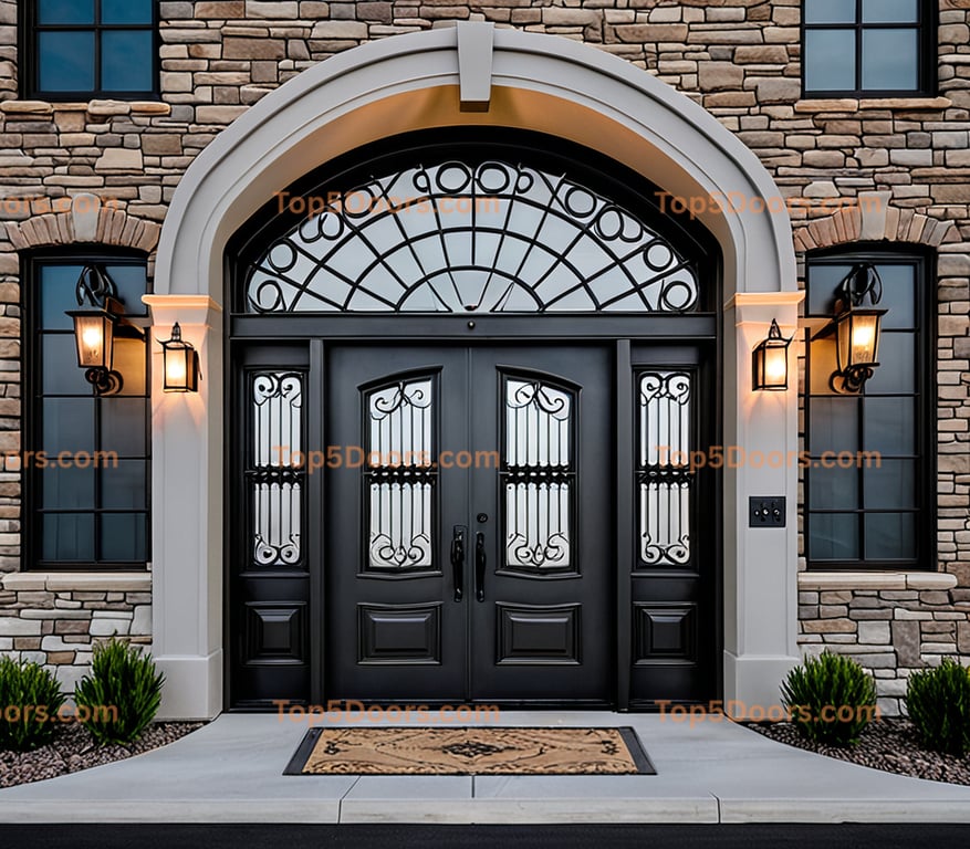 Utah wrought iron arched single european classic Door