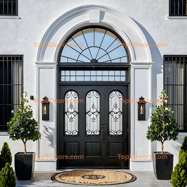 Utah wrought iron arched single korean modern Door