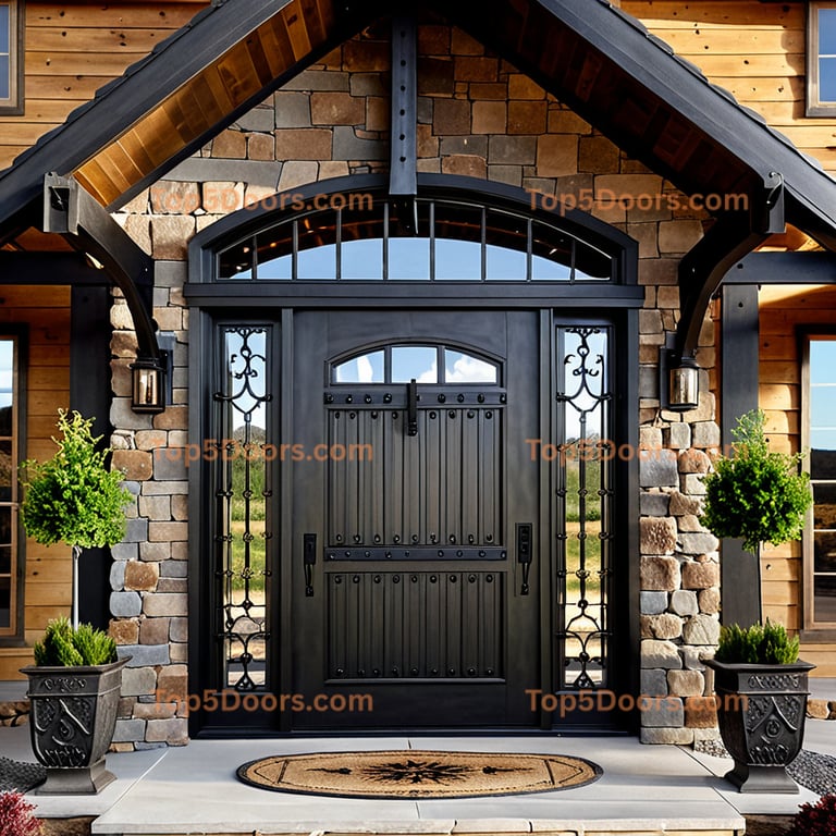 Utah wrought iron barn door mountain lodge Door