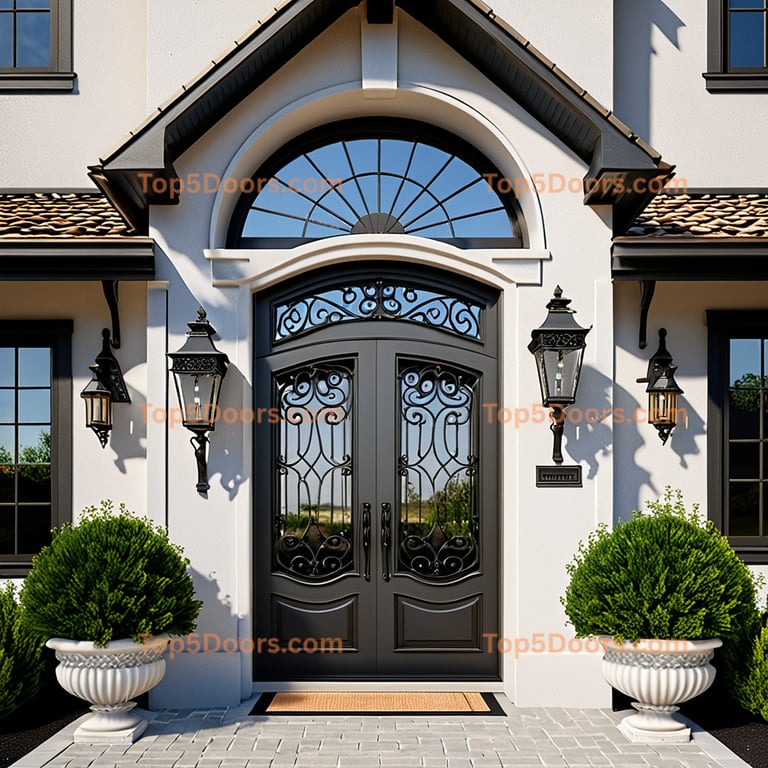 Utah wrought iron double french country Door