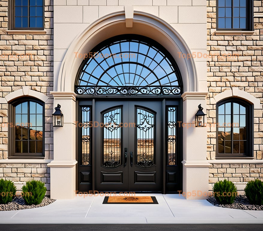 Utah wrought iron double french country Door