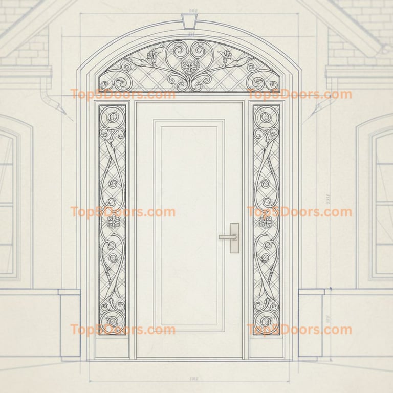 Utah wrought iron solid panel traditional american Door
