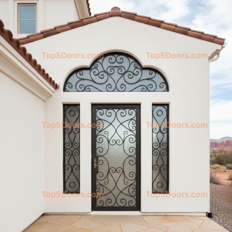 Utah wrought iron steel frame mediterranean Door