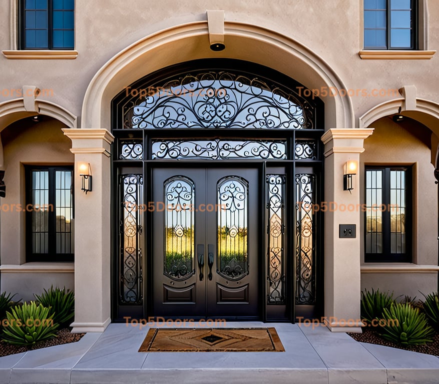 Utah wrought iron steel frame minimalist Door