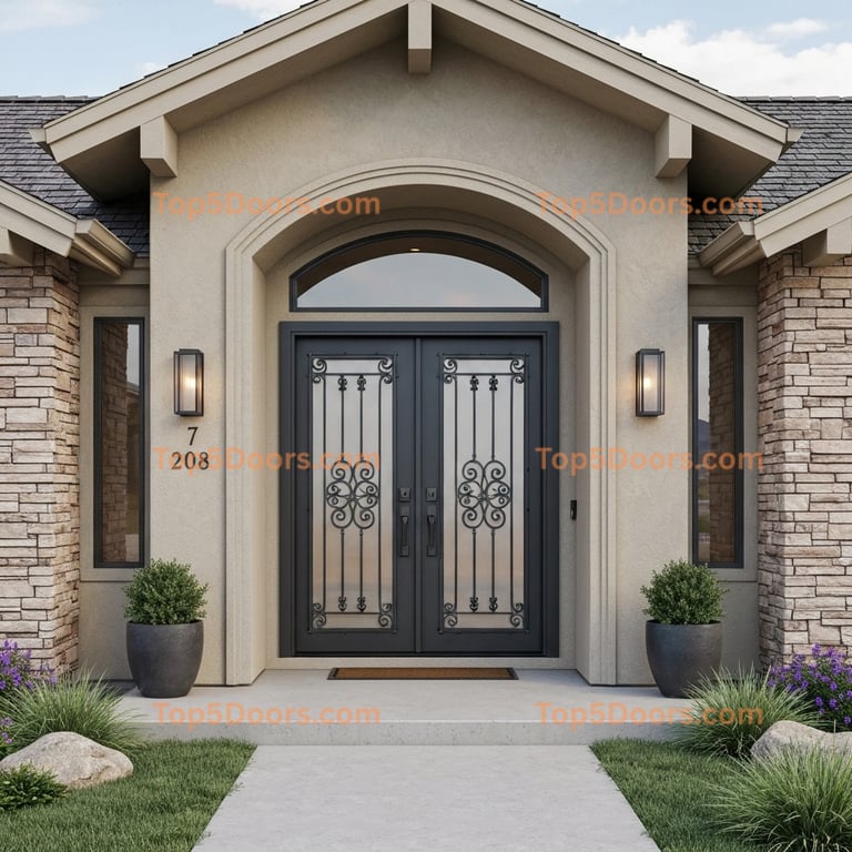 Utah wrought iron steel frame mid-century modern Door