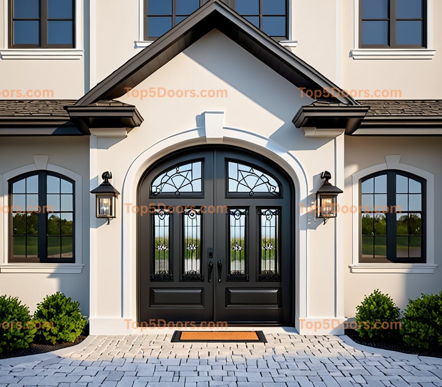 Vermont wrought iron arched double cape cod Door