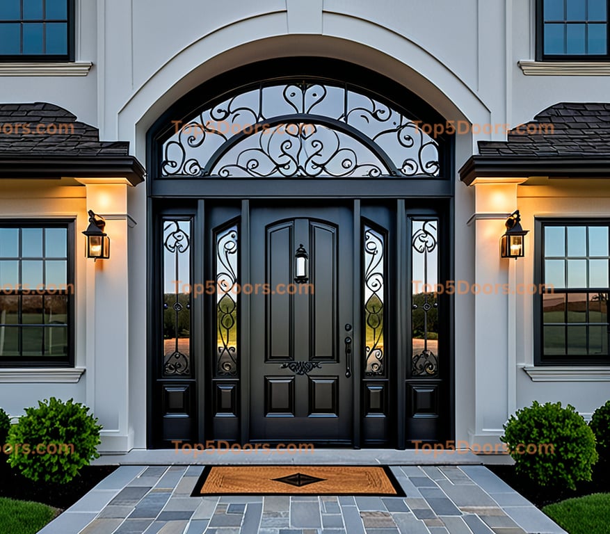 Vermont wrought iron arched single modern Door