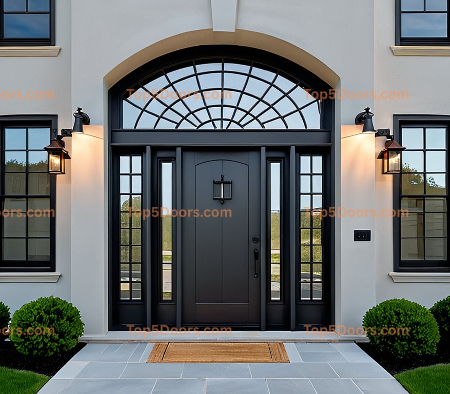 Vermont wrought iron solid panel minimalist Door