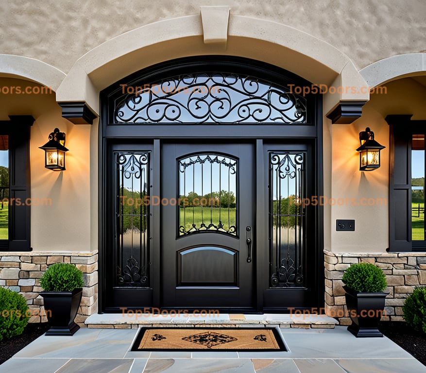 Vermont wrought iron solid panel mountain lodge Door