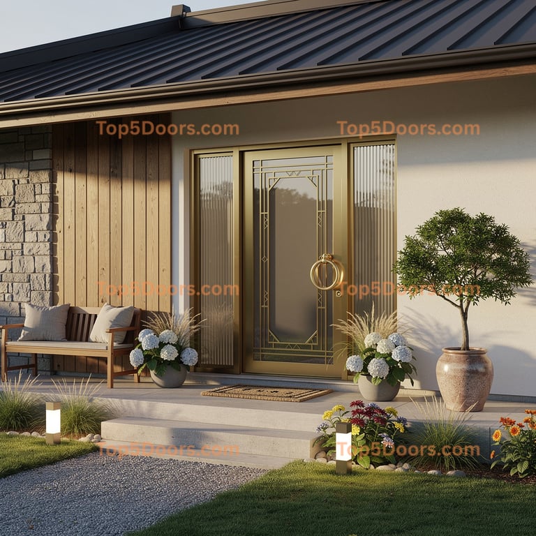 Vermont wrought iron steel frame korean modern Door