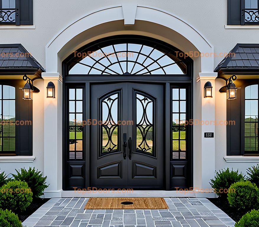 Virginia arched double french country Door