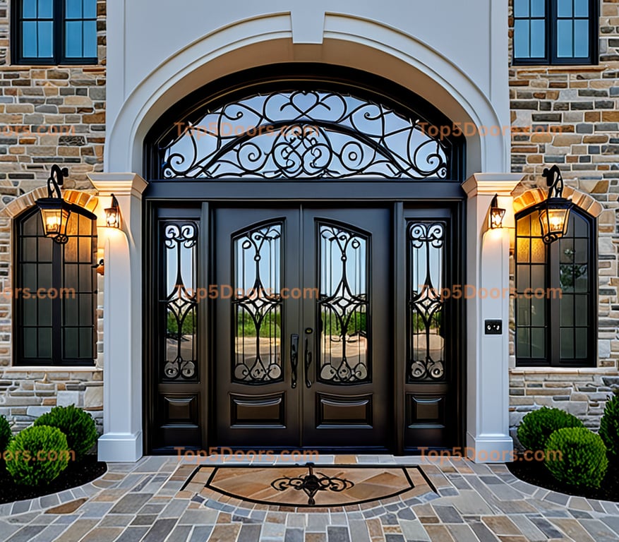 Virginia wrought iron glass paneled french provincial D