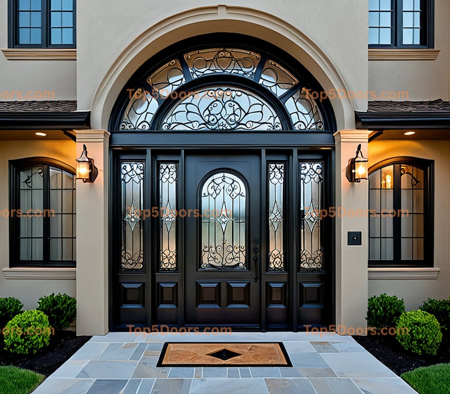 Virginia wrought iron glass paneled victorian Door