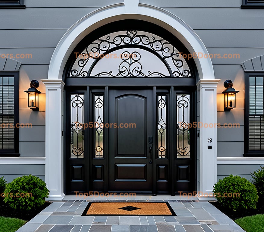Virginia wrought iron glass paneled contemporary Door