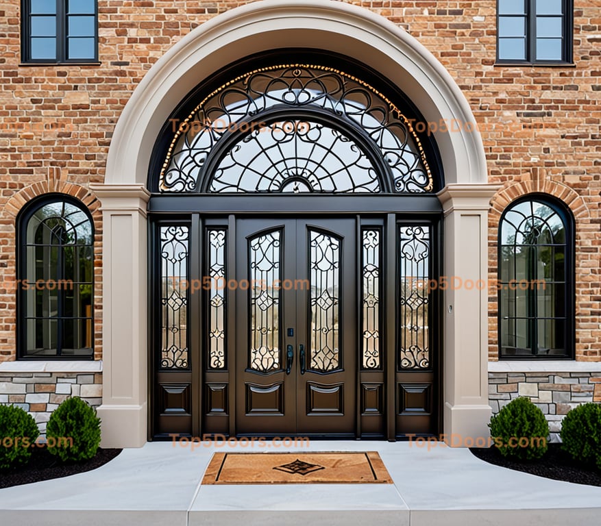 Virginia wrought iron solid panel georgian Door