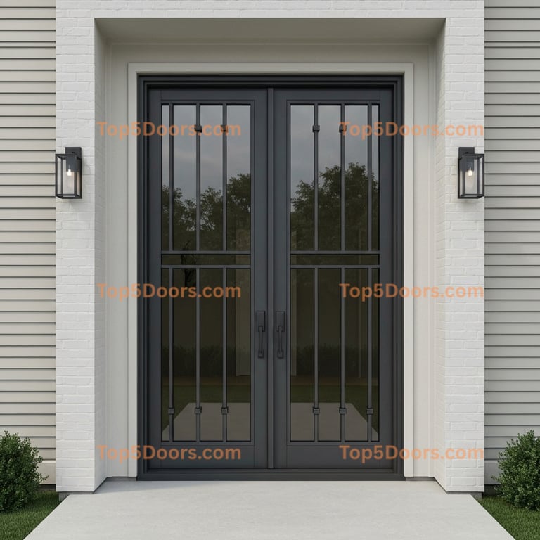 Virginia wrought iron steel frame minimalist Door